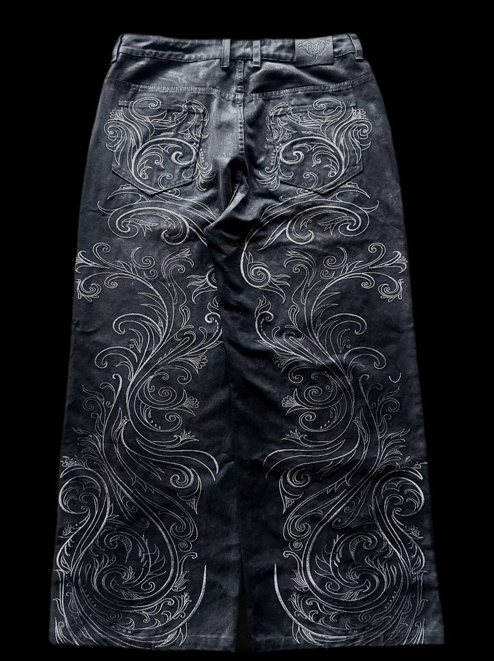 "Blood" Embroidered Jeans on black