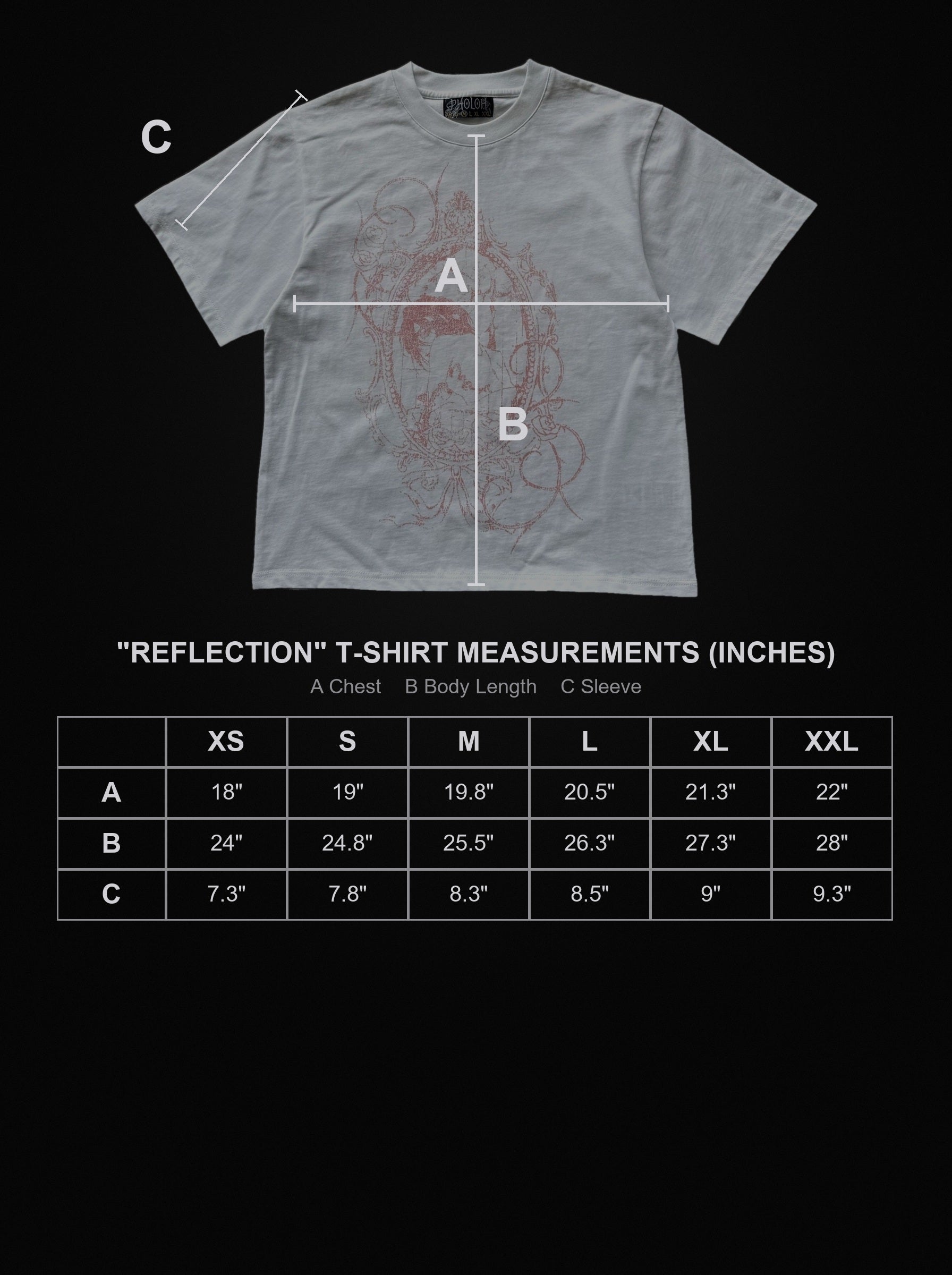reflection-t-shirt size chart