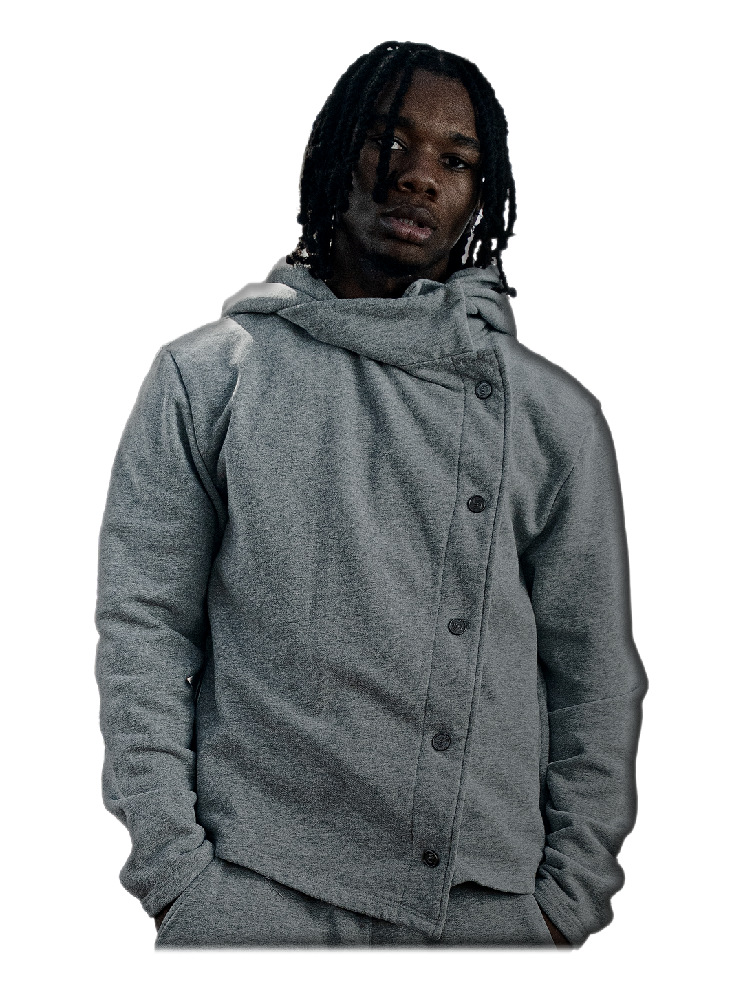 Simple Domain Jacket (Gray), front, on model