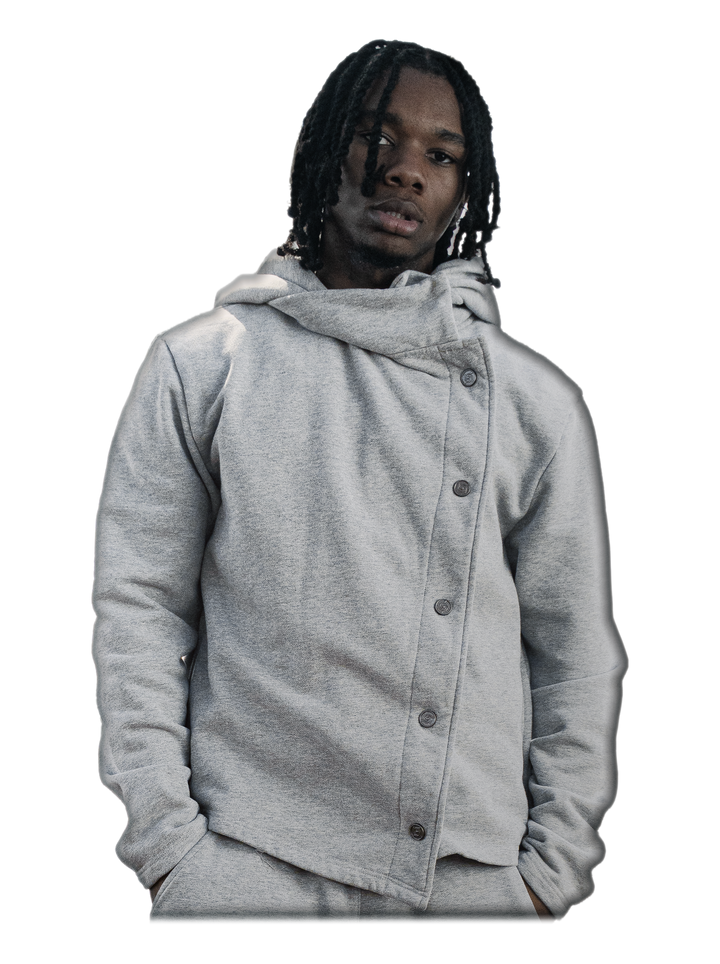 Simple Domain Jacket (Gray), front, on model
