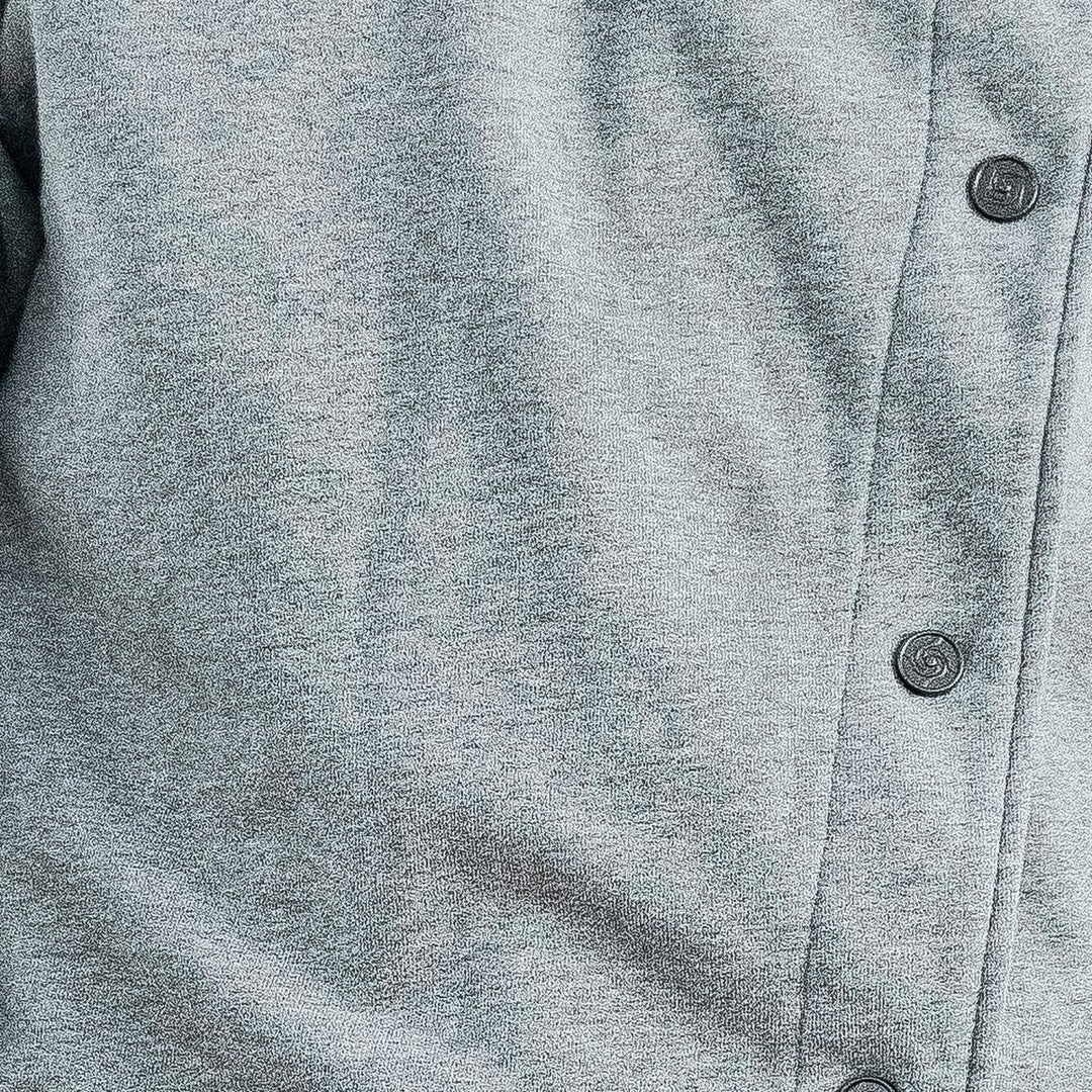 Simple Domain Jacket (Gray), close-up: heather fleece