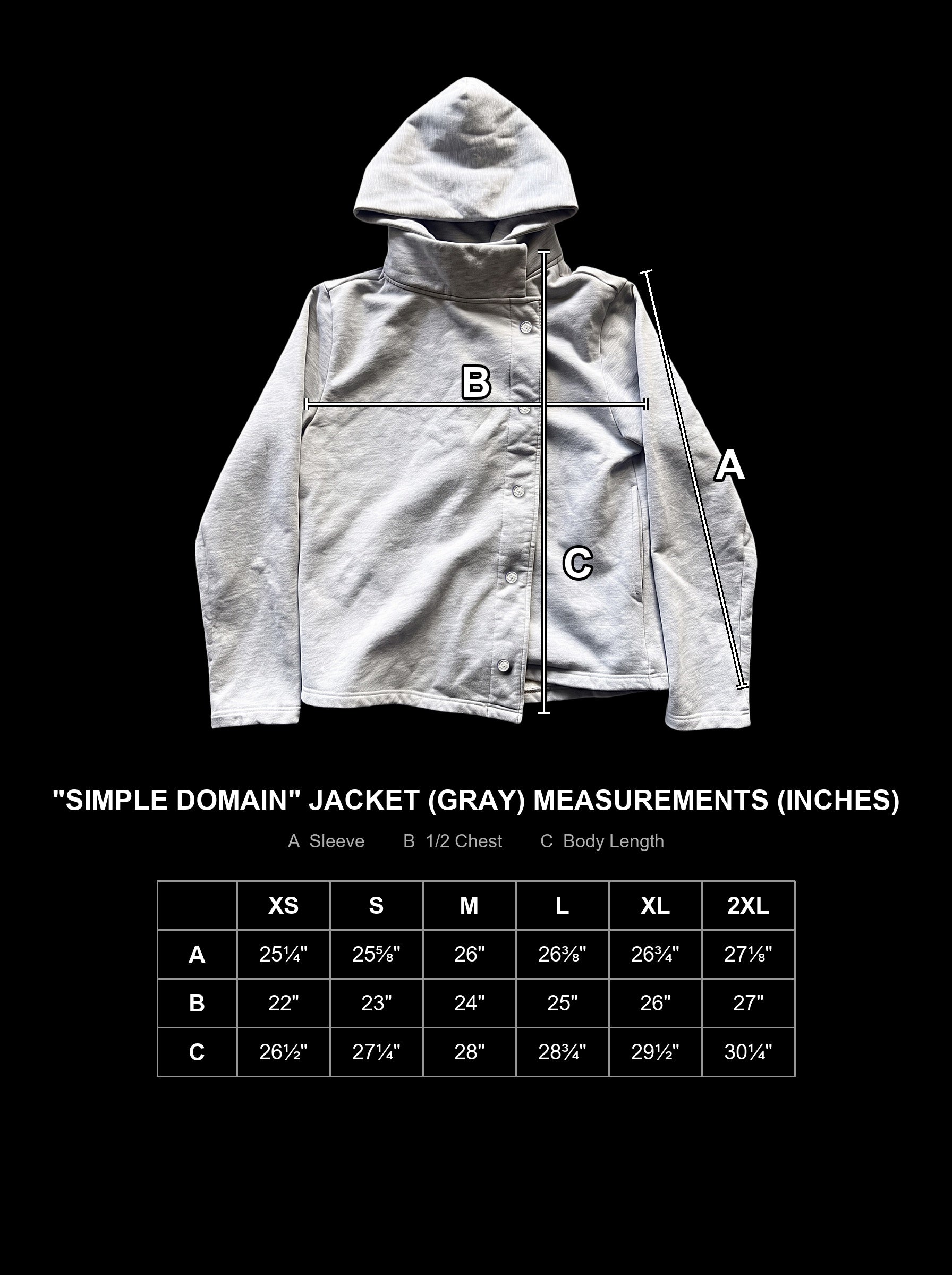 simple-domain-jacket-gray size chart