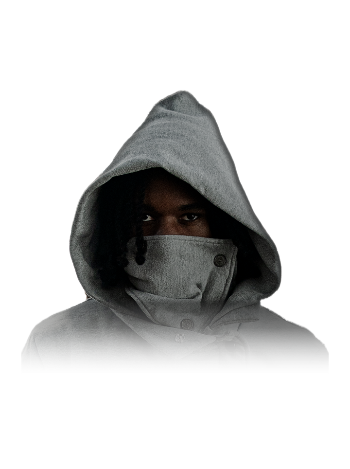 Simple Domain Mask (Gray), worn, on model