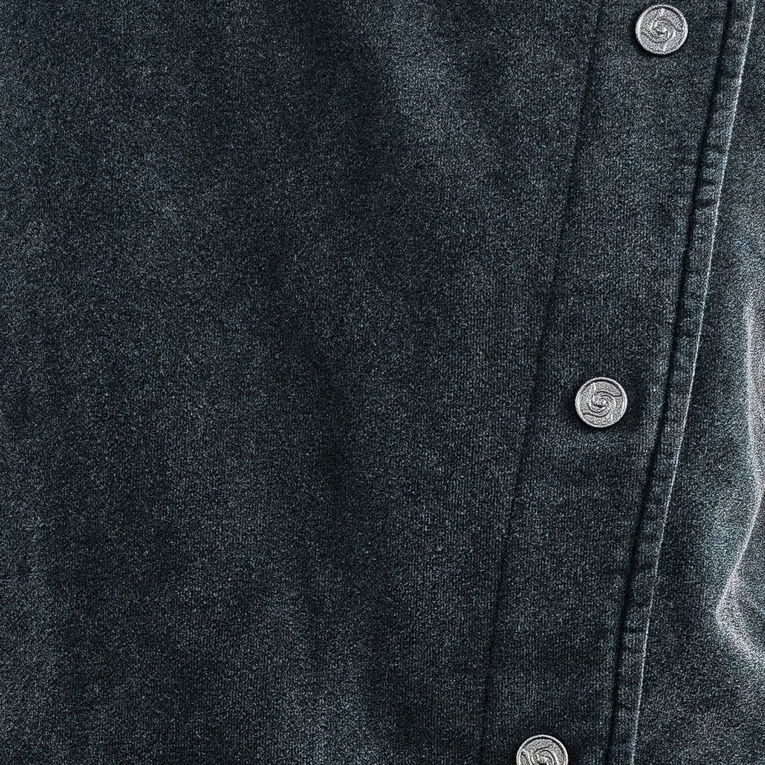 Tobari Jacket (Stone), close-up: stonewash