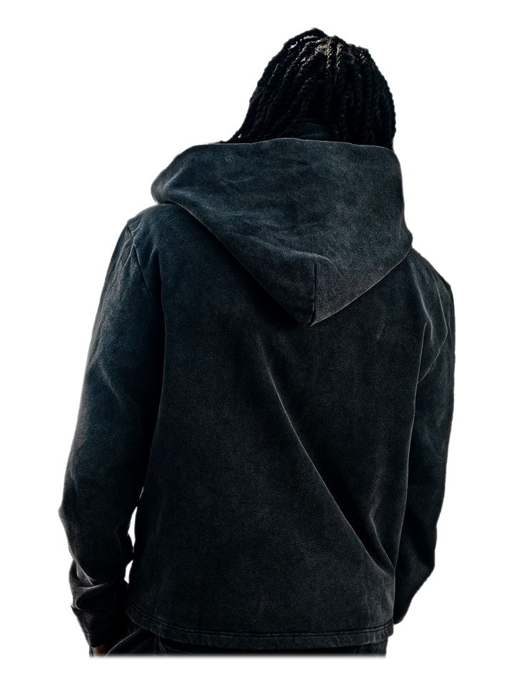 Tobari Jacket (Stone), back, on model