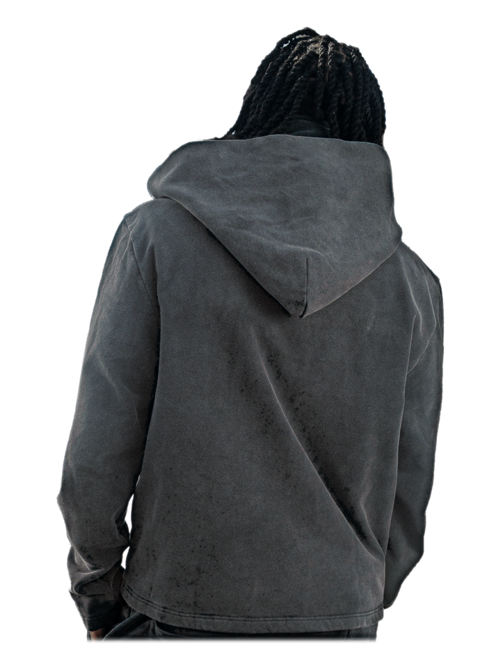 Tobari Jacket (Stone), back, on model