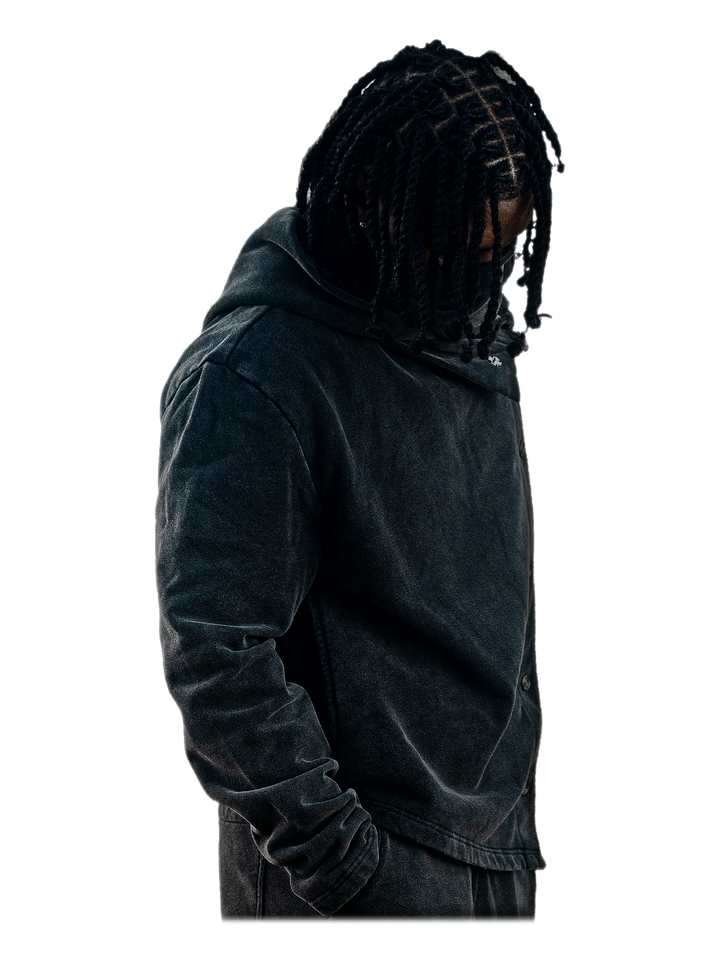Tobari Jacket (Stone), side, on model