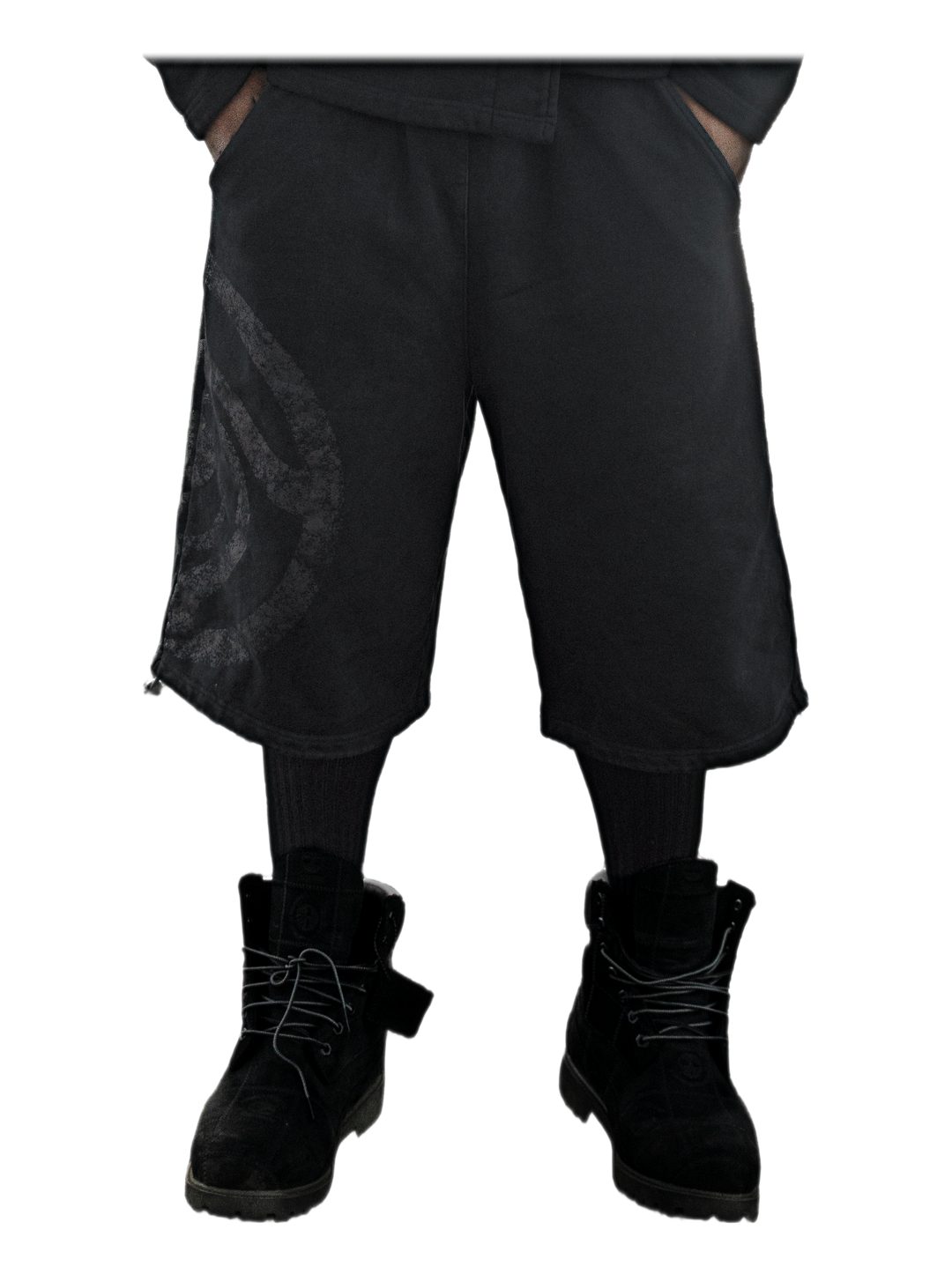 Uzumaki Shorts (Onyx), front, on model
