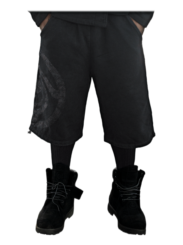 Uzumaki Shorts (Onyx), front, on model