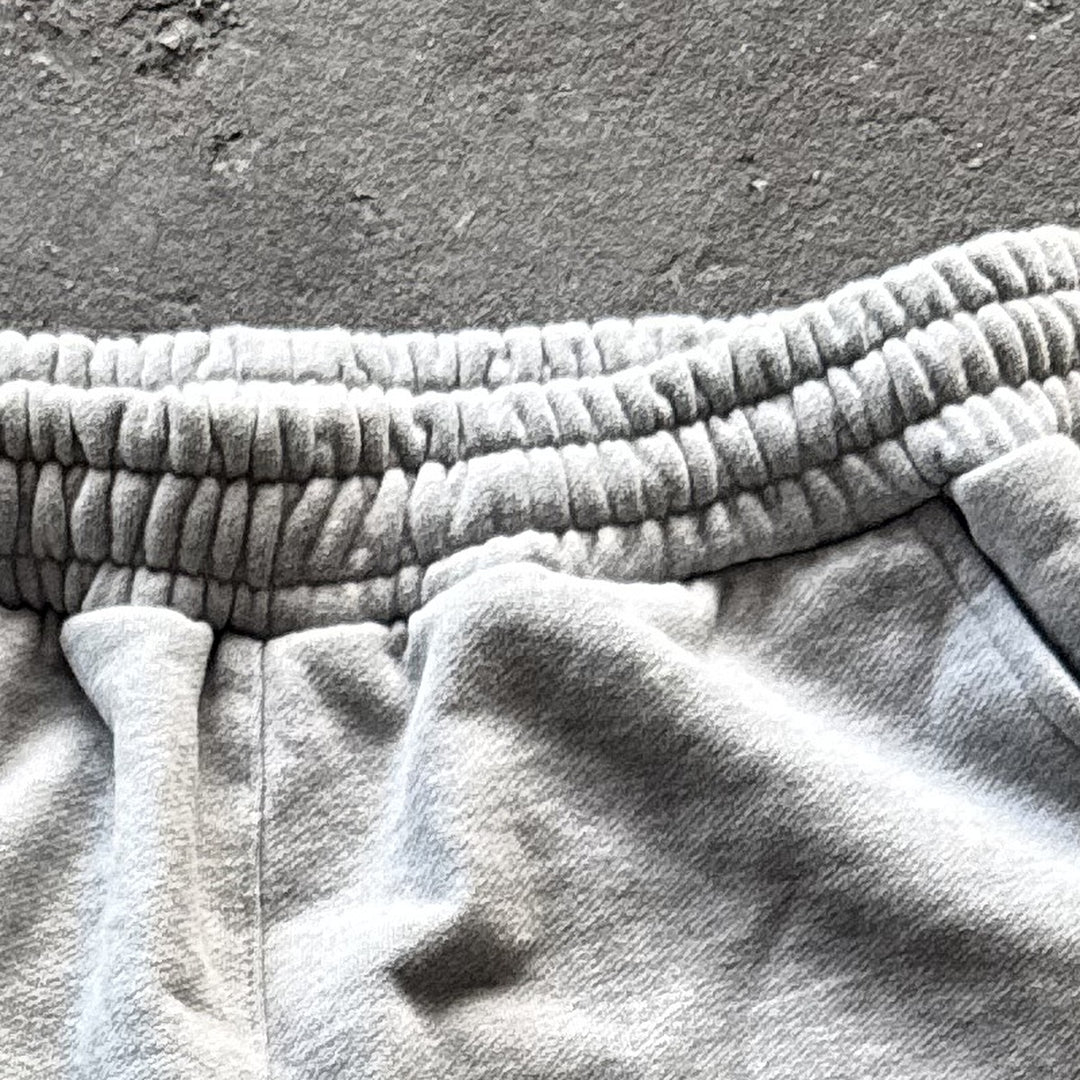 Uzumaki Shorts (Heather Grey), close-up: waistband rib