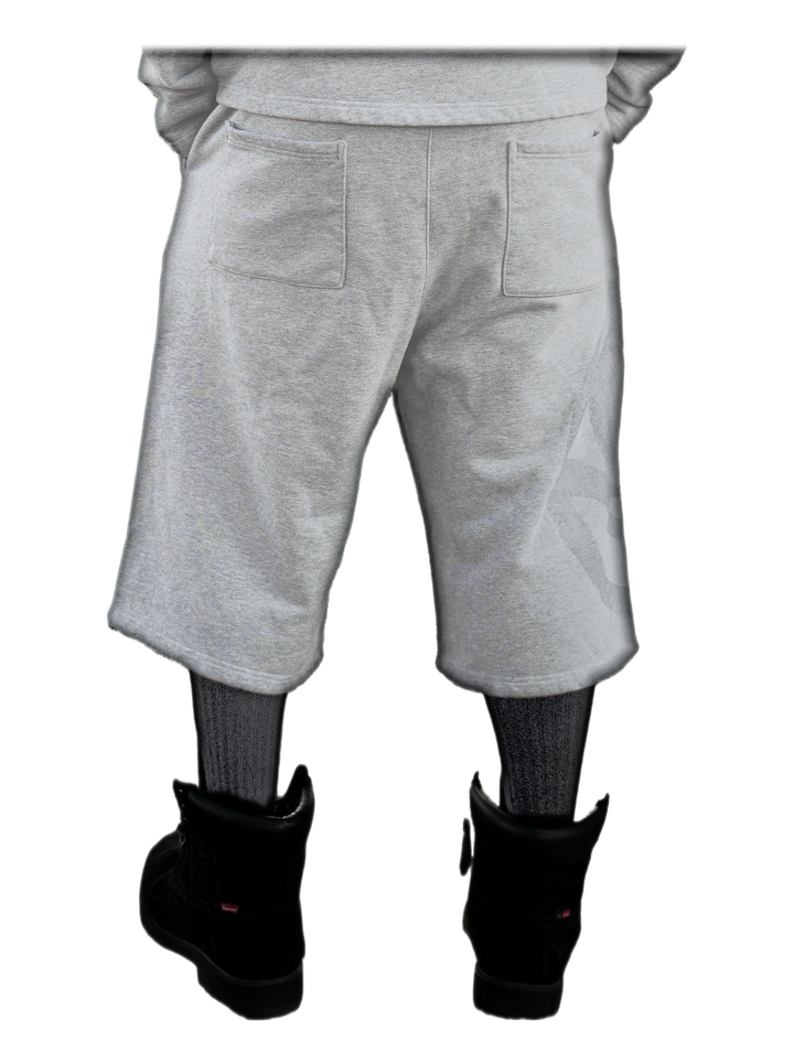 Uzumaki Shorts (Heather Grey), back, on model