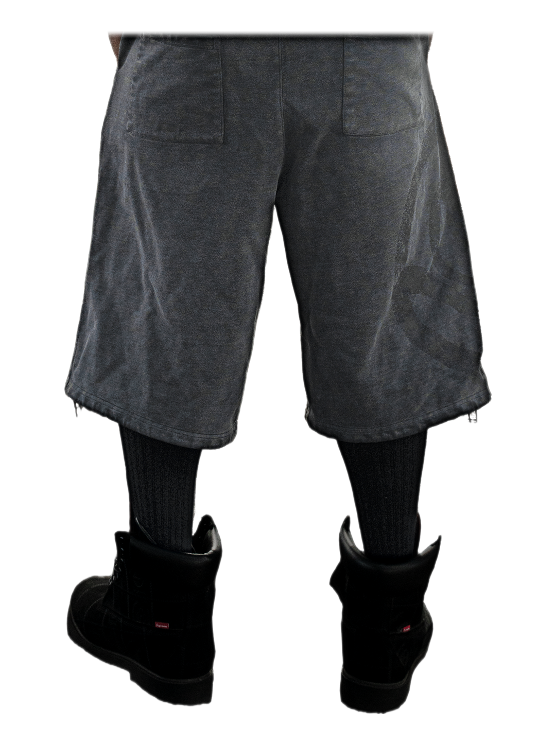 Uzumaki Shorts (Stone), back, on model