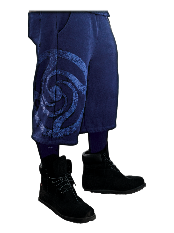 Uzumaki Shorts (Navy), front, on model