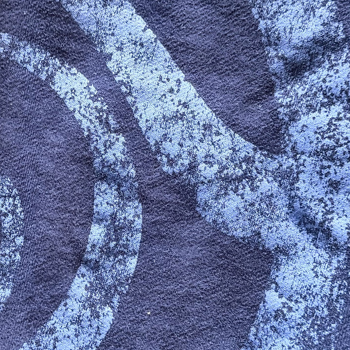 Uzumaki Shorts (Navy), close-up: spiral print