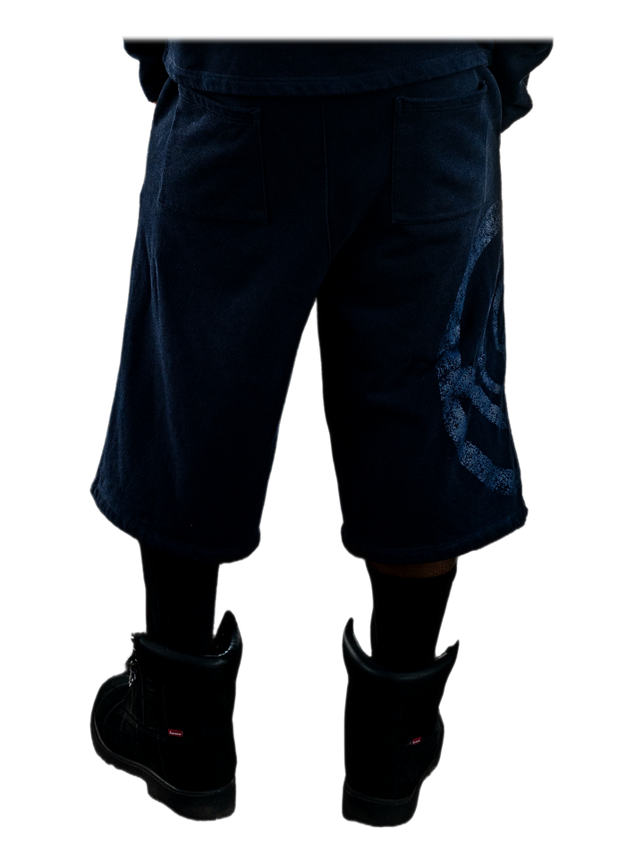 Uzumaki Shorts (Navy), back, on model
