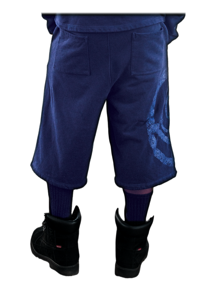Uzumaki Shorts (Navy), back, on model