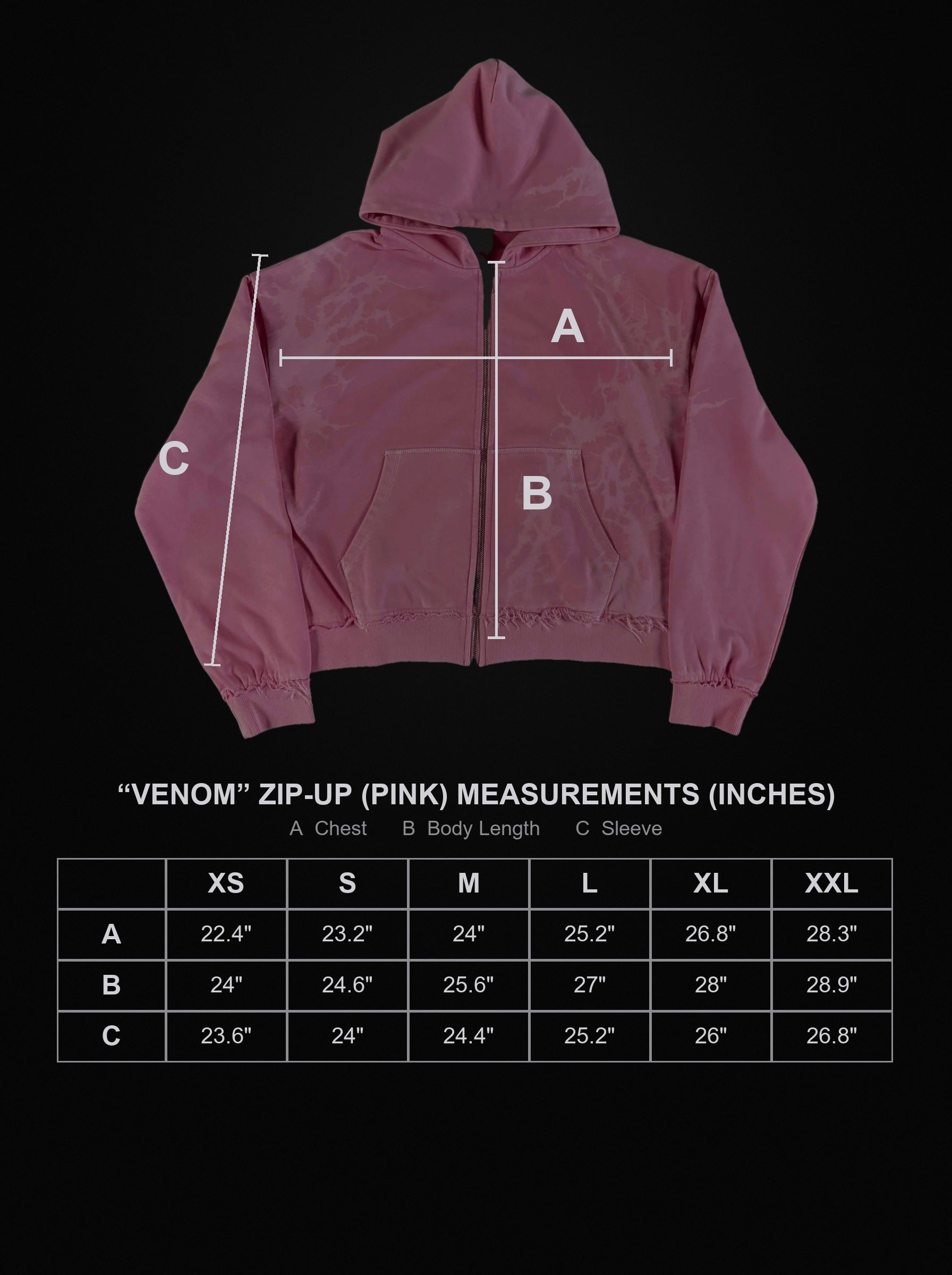 venom-zip-up-pink size chart