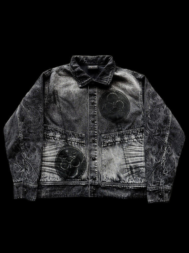 "Bela" Embroidered Jacket (Coal) on black