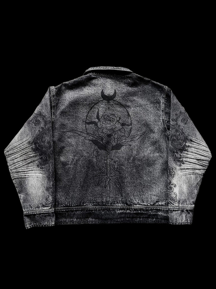 "Bela" Embroidered Jacket (Coal) on black