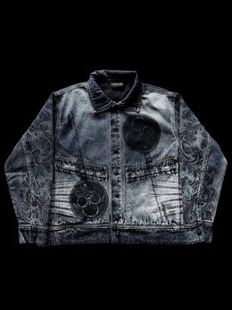 "Bela" Embroidered Jacket (Navy)