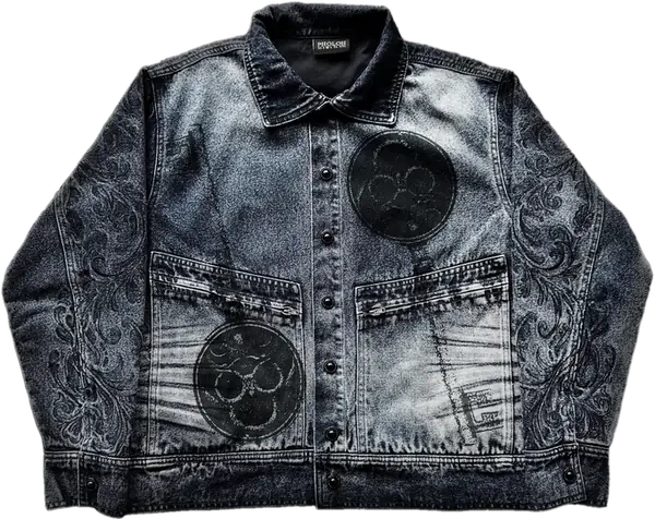 "Bela" Embroidered Jacket (Navy)